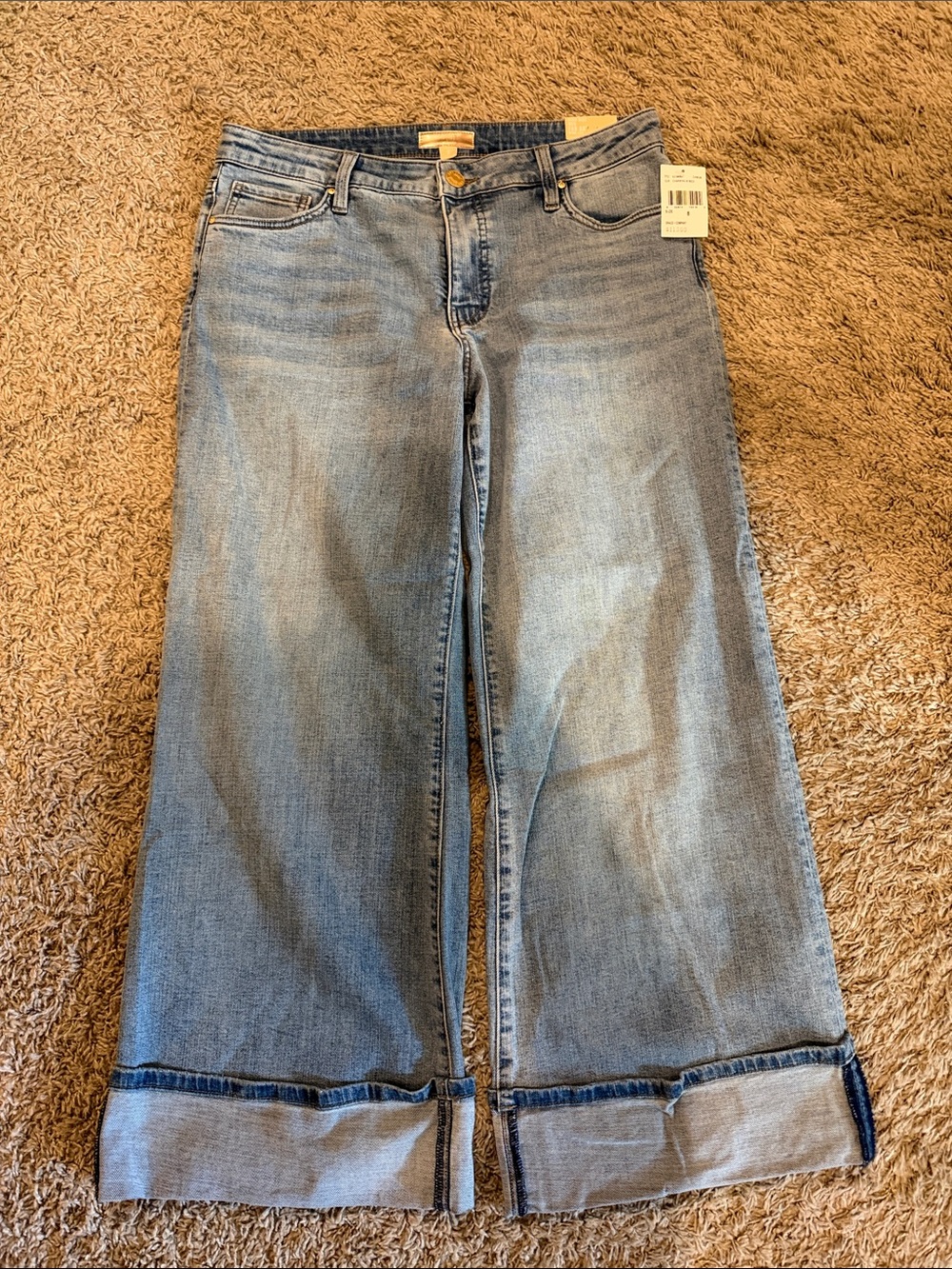 Kut from the Kloth Light Blue Wide Leg Cuffed Jeans
